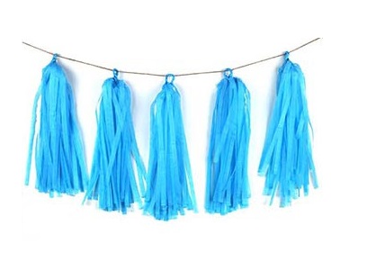 Light Blue Tissue Tassel Garland